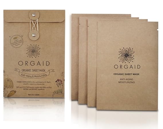 ORGAID Organic Sheet Mask | Made in USA (Anti-aging & Moisturizing, pack of 4) best sheet masks