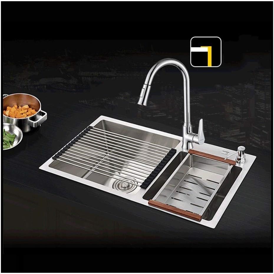AKitchen Sinks Fregadero De Acero Inoxidable, Doble Tazón Fregadero De