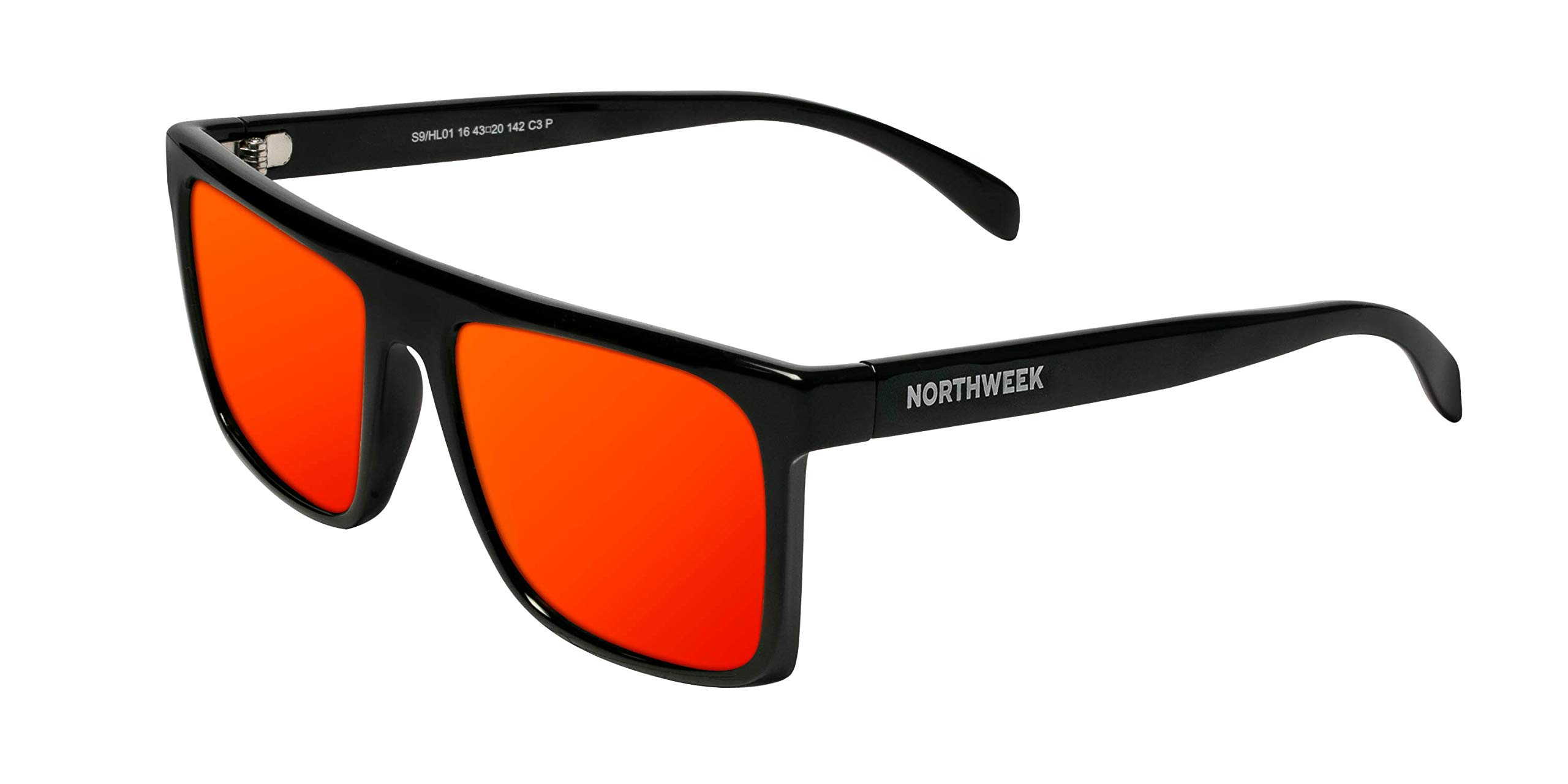 NORTHWEEK Unisex Adults’ HALE Sunglasses, Multicolour (Shine Black/Red Polarized), 10.0