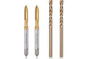Saipor Metric Tap and Drill Bit Set, 2Pcs M3×0.5 HSS 6542 Spiral Point Thread Tap and 2pcs 2.5mm M35 HSS Twist Drill Bit Coba