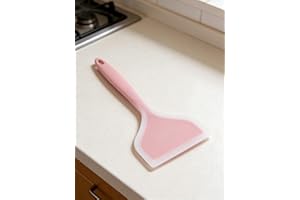 Pink Wide Silicone Turner for Nonstick Pans 10 Inches Flexible Pancake Spatula Heat Resistant Food Flipper Baking Burger Omel