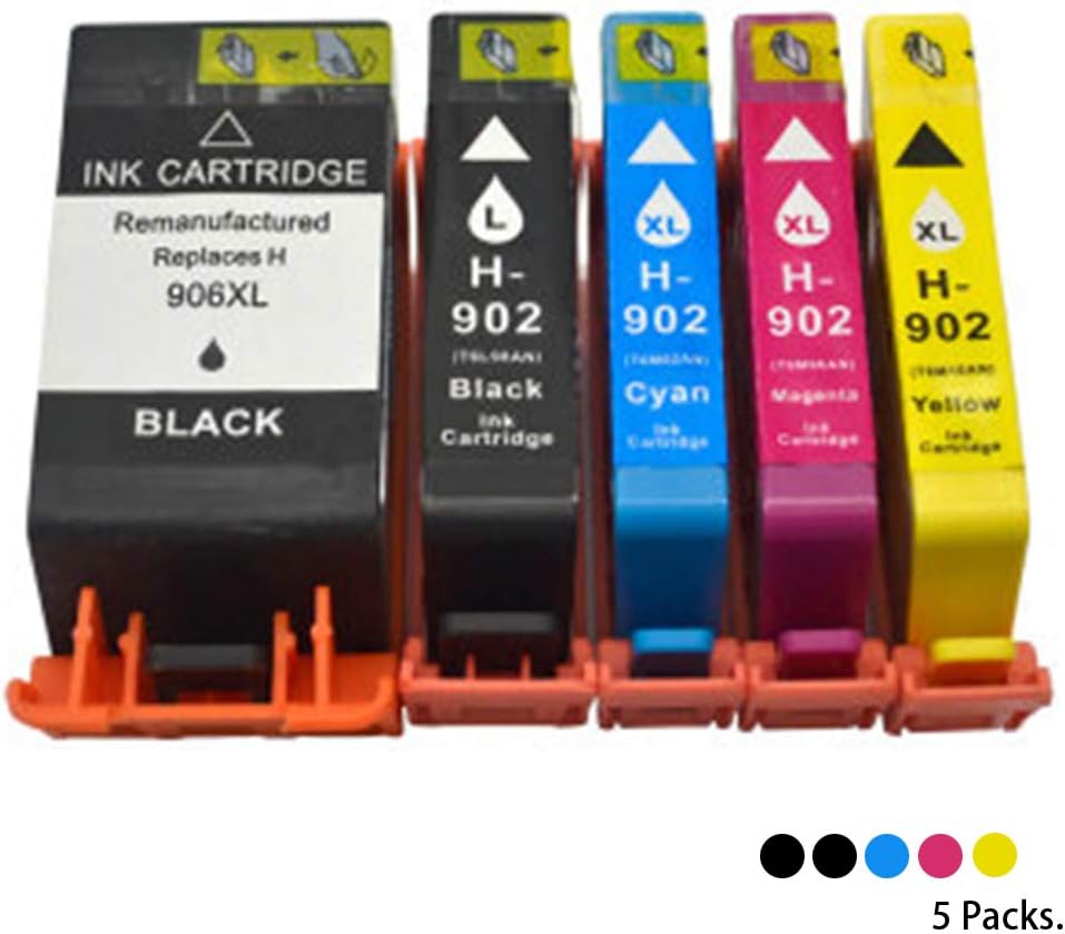 GZH-for HP 902 902XL 902 XL Ink Cartridge Compatible,Use for OfficeJet Pro 6960 6968 6970 6974 6975 6978 Printer Replacements-5-Pack