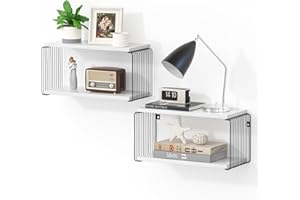 HYDERMUS Floating Nightstand Set of 2 Geometric Floating Bedside Table Modern White Wall Mounted Nightstand Small Floating Bedside Wall Shelves for Bedroom Office White