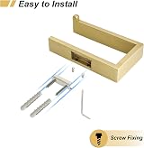 SAYAYO Wall Mounted Toilet Roll Holder Brushed Gold SUS304 Square Design view 6