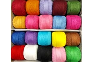 Craftyart Skeins Lacey Craft Cotton Crochet 20 Pcs Yarn Cross Stitch Knitting Thread Tatting Doilies Assorted Colors Size 40