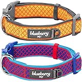 Blueberry Pet 2 Colors Soft & Comfortable Urban Chic Diamond Pattern Neoprene Padded Dog Collar, Red, Medium, Neck 14.5