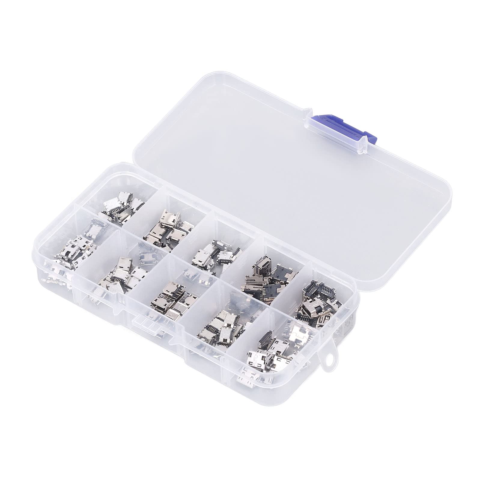 100Pcs USB Micro Port Female Solder Plug Mini USB Jack Connector USB Repair Replacement Adapter Assortment Set