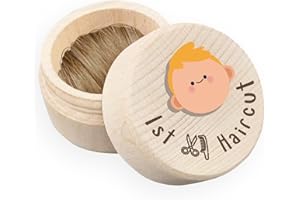 AZBUK Baby Keepsake Box for First Hair, First Hair Wooden Box, Cute Lost First Haircut Keepsake, Baby Toddler Hair Case for Baby Shower Birthday Gift for Boy