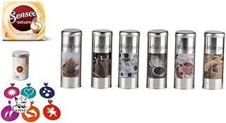 Senseo Geschenkset, 4-tlg., Café Latte Kakaostreuer 4er Set Kaffeemotive Paddosen & Schablone