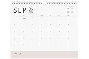MAKAPLAN Horizontal Wall Calendar 2024-2025, 18 Months Hanging Calendar (July 2024 - December 2025) Modern White Design with Beige Notes Section 11x13.5 Inches