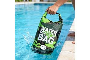 5L Waterproof Dry Bag for Kayaking, Green Sealed Roll-Top Waterproof Backpack for Boating