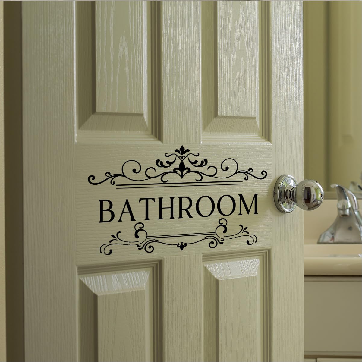 Photo 1 of 2PCS Bathroom Decor Decals, Home Wall Stickers for Laundry Room Pantry and Bathroom, Inspirational Door Decals for Interior Design and Room Accents