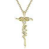 JIYVY32 Cross Necklace for women 14K Gold Faith Pendant With Initial Anniversary Birthday Gifts for Wife Her Mom Cross Christian Jewely