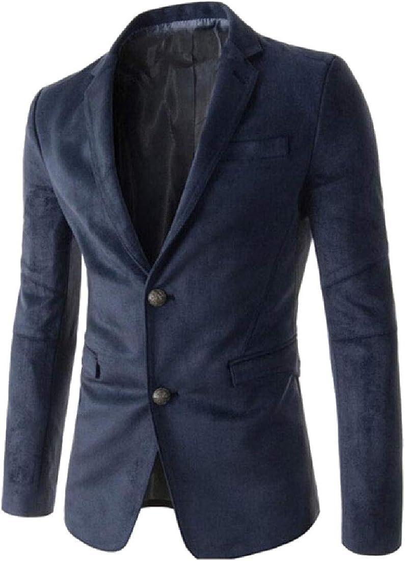 Men's Casual Slim Coats Suede Lapel Blazer Coat 2 Button  