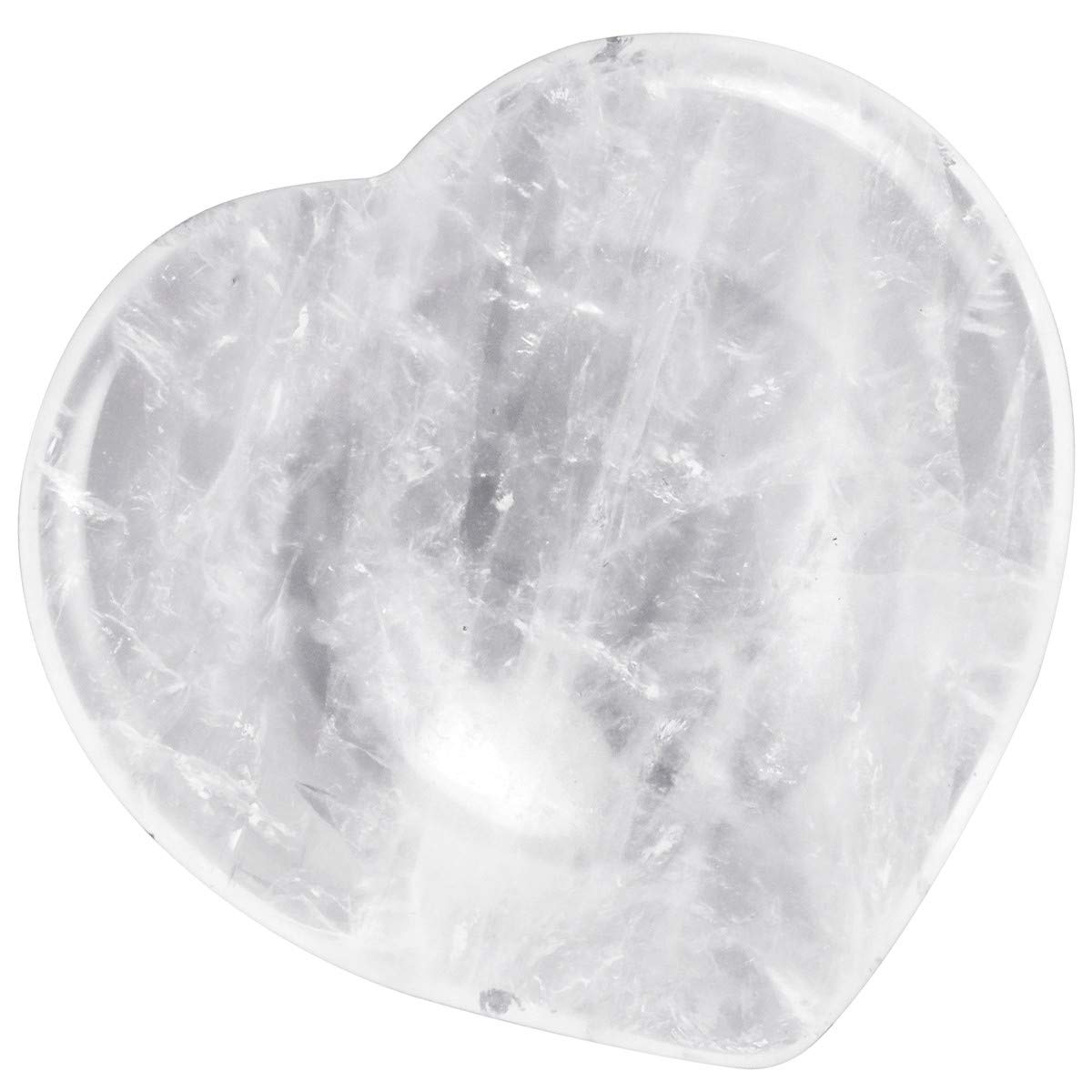 Nupuyai Rock Crystal Heart Thumb Worry Stone, Healing Crystal Pocket Palm Stone for Anxiety Stress Relief Reiki Therapy