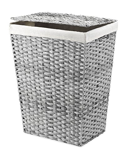 Whitmor Hamper with Liner and Lid, Gray Wash