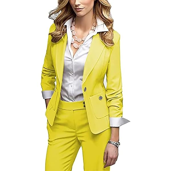 Amazon.com: Yellow Peak Lapel Women Pantsuits Women's Blazer Formal Ladies  Business Office Tuxedos Work Wear Suits : Clothing, Shoes & Jewelry