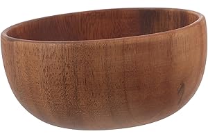 LIFKOME Natural Teak Wood Salad Bowl Capacity Lightweight Food Serving Bowl Smooth Edge for Home Restaurant