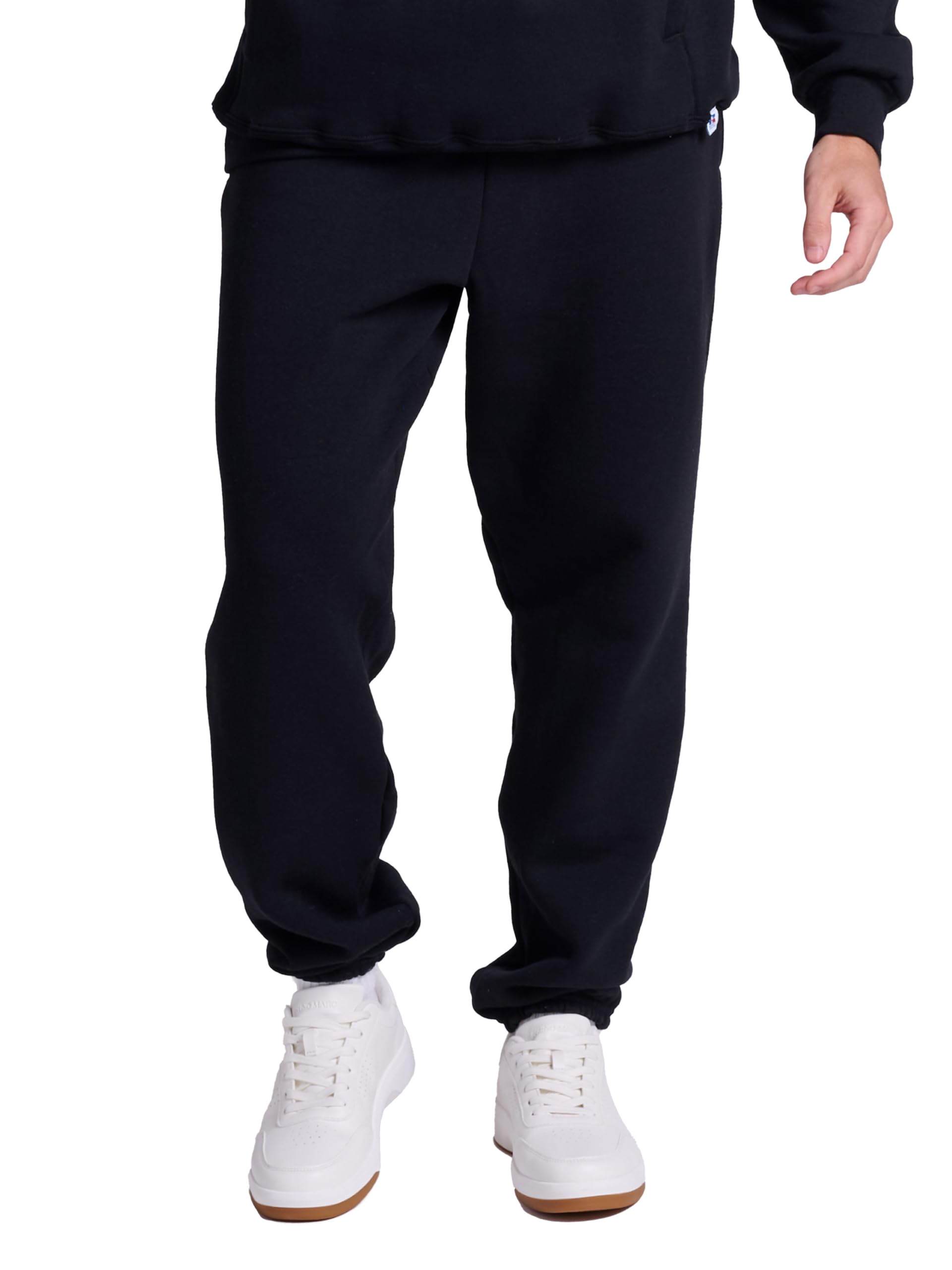 Photo 1 of Russell Athletic Mens Dri-Power Hemmed Elastic Closed Bottom Fleece Sweatpants, Black (Pockets), X-Large US