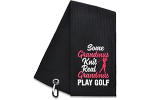 Hafhue Some Grandmas Knit Real Embroidered Golf Towel, Grandma Golf Towel, Golf Accessories for Women, Golf Gift for Grandma, Birthday for Grandma Golfer, Retirement Gift for Grandma