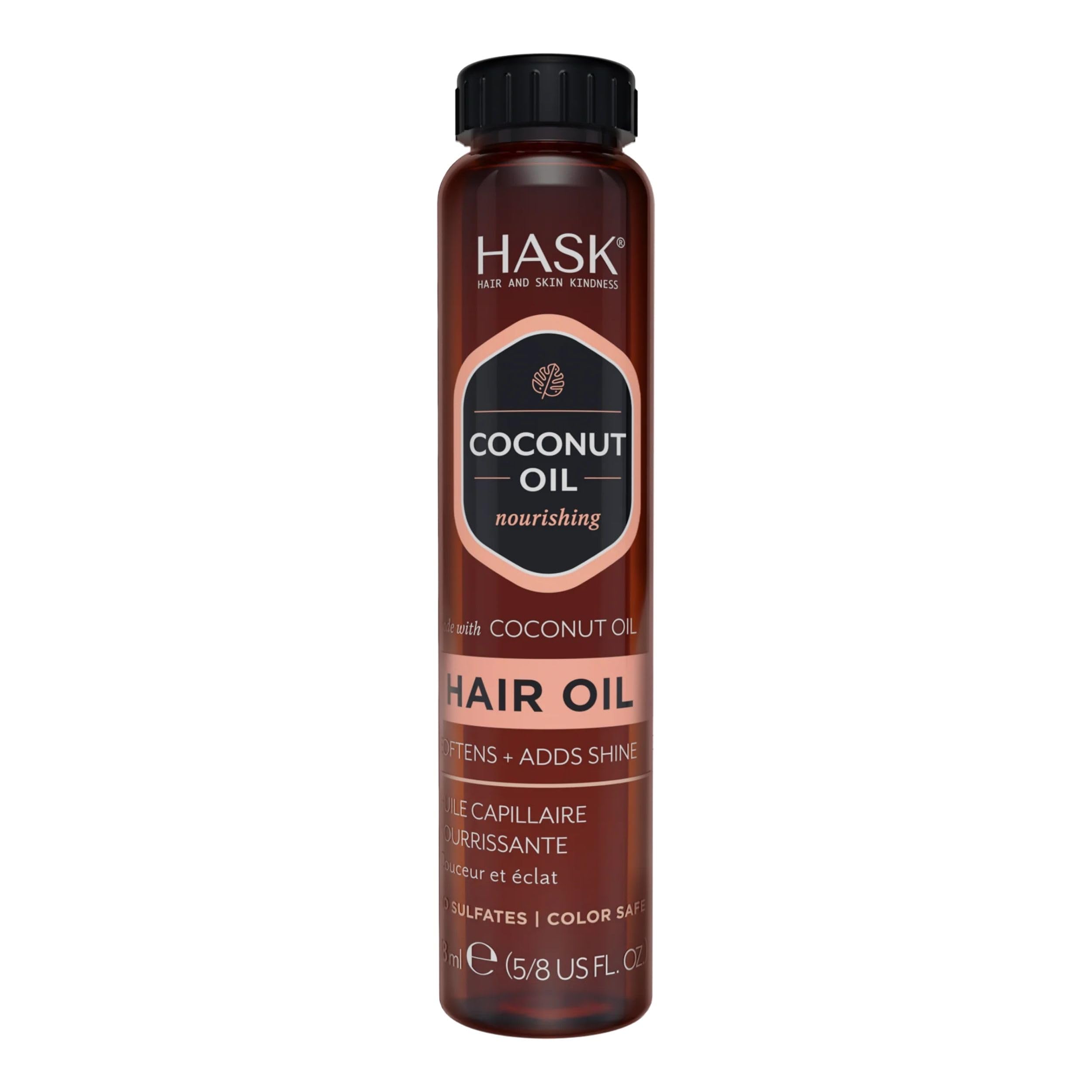 HASK Coconut Nourishing Shine Oil Vial for all hair types, colour safe, gluten-free, sulfate-free, paraben-free - 1 18mL Vial