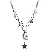 Sacina Gothic Boho Moon and Star Necklace, Star Jewelry, Charm Boho Necklace, Christmas Jewelry Gift For Women
