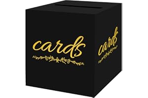 sunepany Black and Gold Card Box for Party Graduation Baby Shower Birthday Retirement Funeral 7.8 x 7.8 x 7.8 In Gift Card Ho