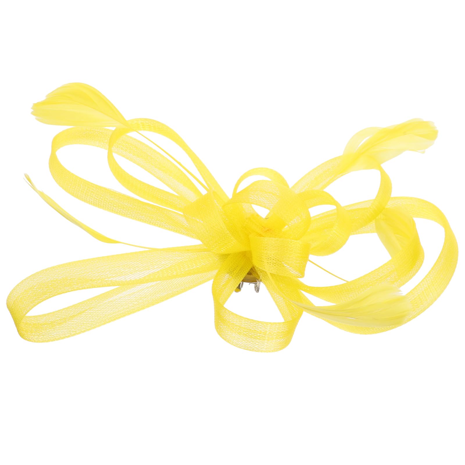 Holibanna Yellow Bridal Fascinator Hair Clip Mesh Headdress Wedding Hair Accessory for Women and Girls Formal Parties and Special Occasions