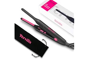 Terviiix Pencil Flat Iron, Small Flat Irons for Short Hair, Beard and Pixie Cut, 3/10 Inch Ceramic Tourmaline Mini Hair Straightener Dual Voltage with Adjustable Temperature, Auto Shut Off