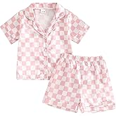 Toddler Baby Kids Satin Summer Pajamas Set Short Sleeve Button-Down Pajamas Top Pants 2Pcs Loungwear Sleepwear Pjs