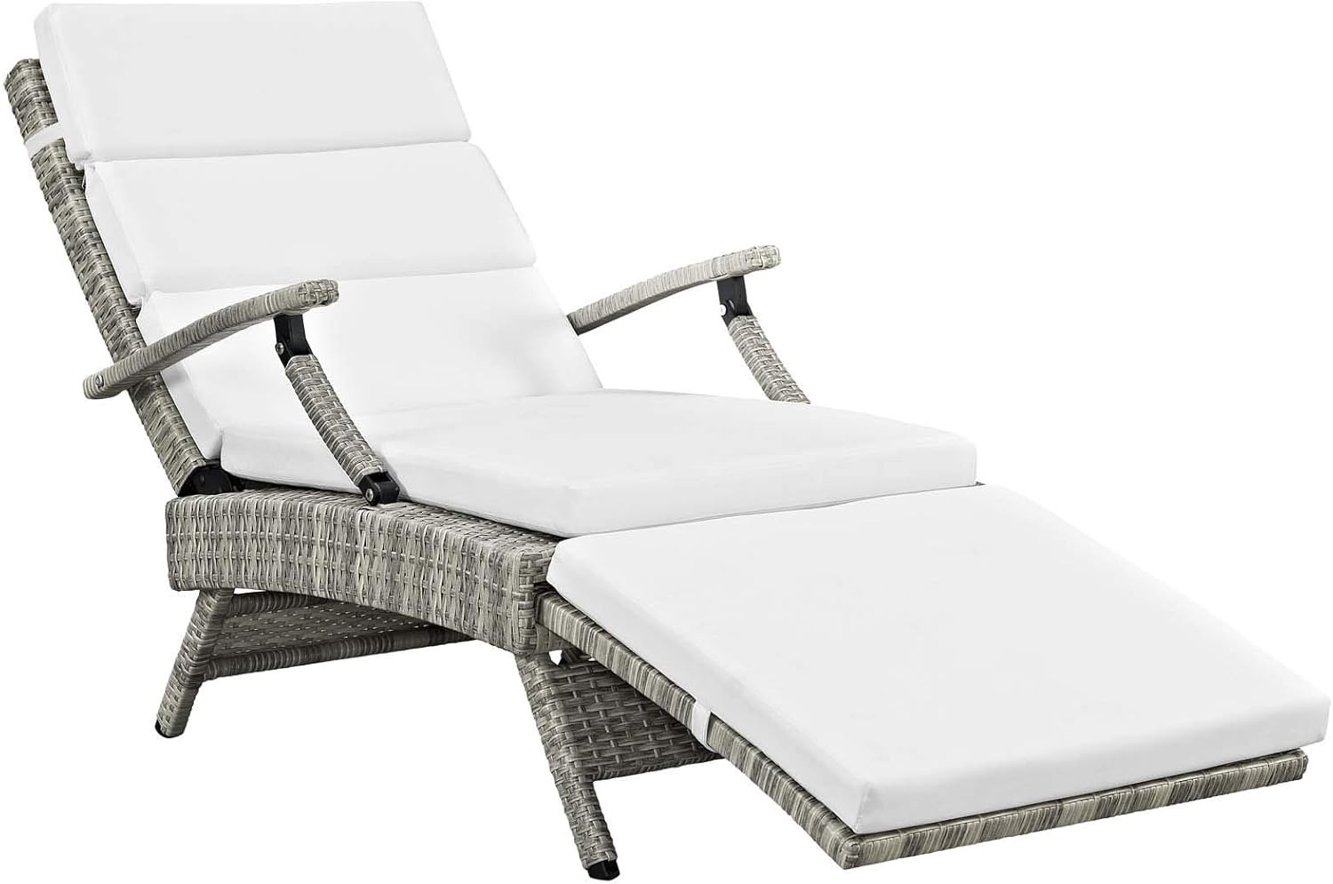 Modway Envisage Outdoor Patio Wicker Rattan Chaise Lounge in Light Gray White : Garden & Outdoor