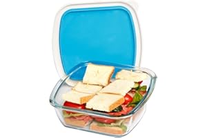 NUTRIUPS 1 QT Square Glass Baking Dish with Lid, 6x6.5 Baking Dish for Oven, Small Glass Food Bakeware