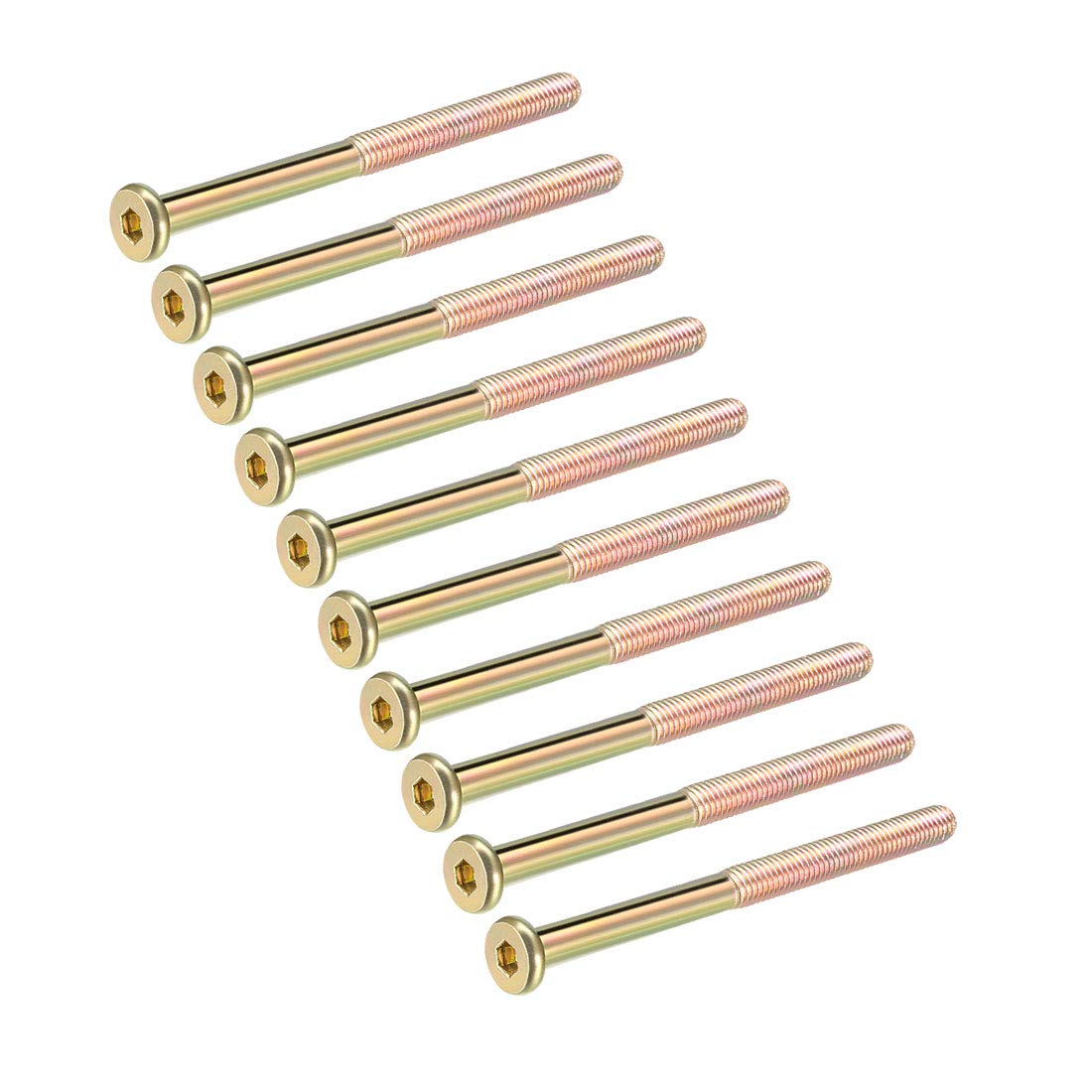 sourcing map M8x100mm Furniture Screw Hex Socket Machine Screws Zinc Plated Fasteners Bolts Half Thread Carbon Steel 10Pcs