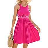 V FOR CITY Womens Summer Dresses with Built in Bra 2026 High Neck Beach Dress with Pockets Casual Flare Sun Dresses
