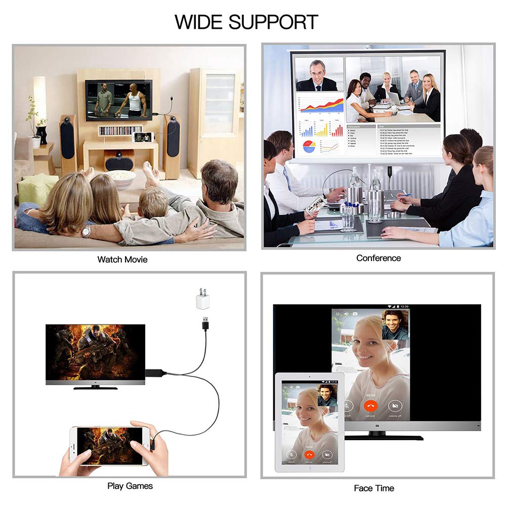 Cavo Phone HDMI 6FT/2M Adattatore HDMI 1080P HDTV MHL Mirroring sulla Casa Teatro/Proiettore/TV/Adatto per Phone XR/XS Max/XS/X/8/8 Plus/7/7 Plus/6s /6 - Fino a iOS 12 Kdely …