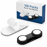 Saysurey 100 Pack Name Tag Magnets Two-piece Design Mini Name Badge Magnets | Strong Magnetic Hold, Name Badge Magnets with 2 and Adhesive Backing for ID Badge Holders