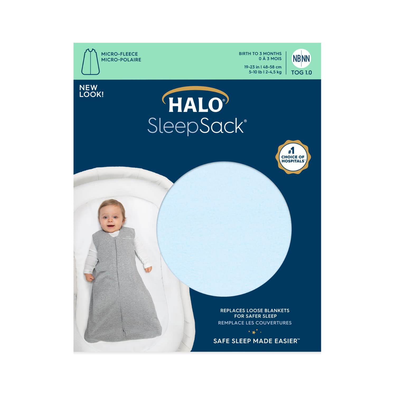 HALO Sleepsack Micro-Fleece Wearable Blanket, TOG 1.0, Multi Stripe Blue, Large