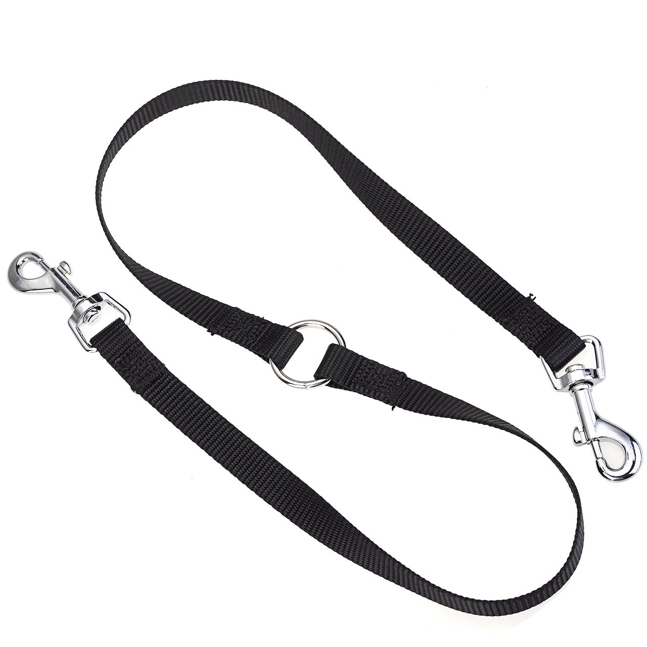 CozyCabin Dual Durable Dog Leash Strap No-Tangle for 2 Dogs Cats Small Pets for Walking Running and Training (Nylon,Black) (M)