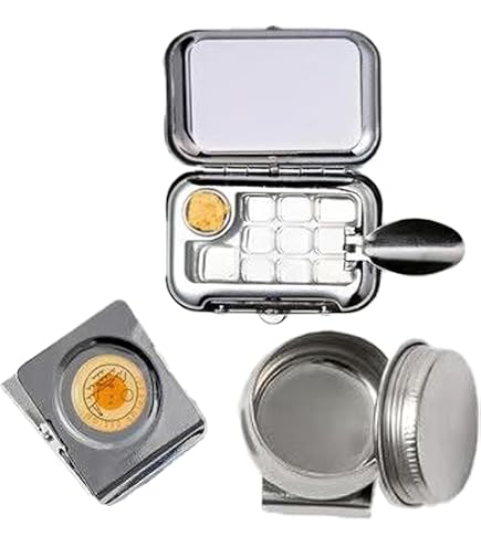 Mini palette d'aquarelle vide à 10 grilles avec clip magnétique - Petite palette de peinture pour voyage, salle de classe, randonnée, école, camping en plein air