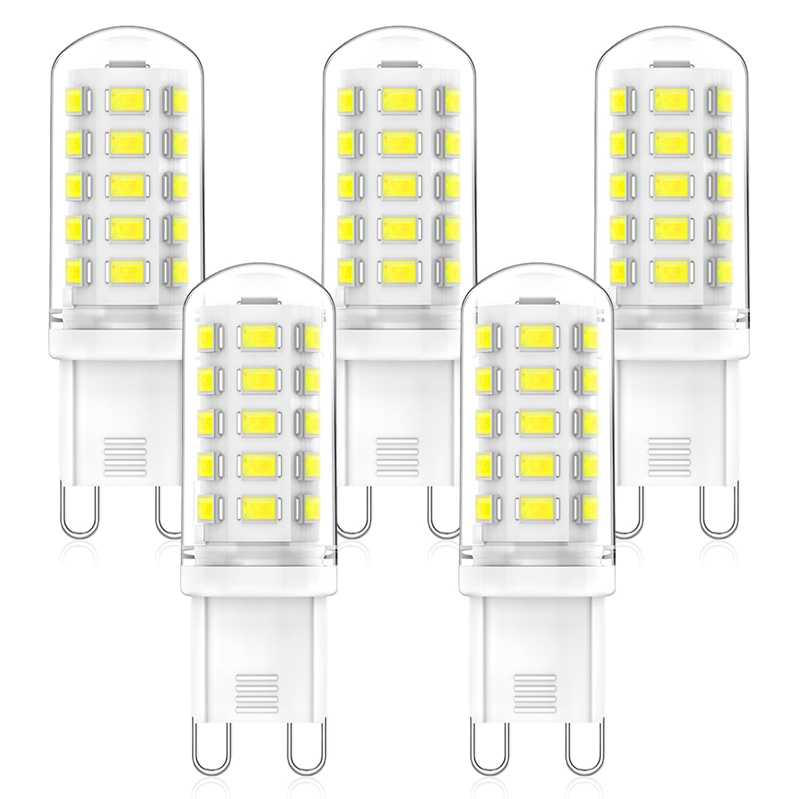 RuLEDne G9 LED Bulbs 3W, 40W 33W 28W G9 Halogen Bulbs Replacement, AC 230V G9 LED Light Bulb Cool White 6000K CRI 83+ Not Dimmable Energy Saving Bulbs 5-Pack