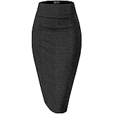 Hybrid & Company Women's Premium Nylon Ponte Stretch High Waist Pencil Suit Skirt Below Knee