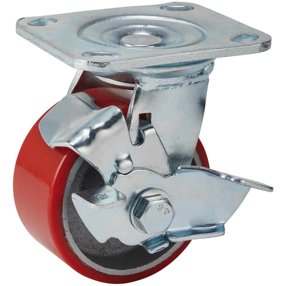 Draper 65524 100 mm-Diameter Polyurethane Castor Swivel Plate with Brake