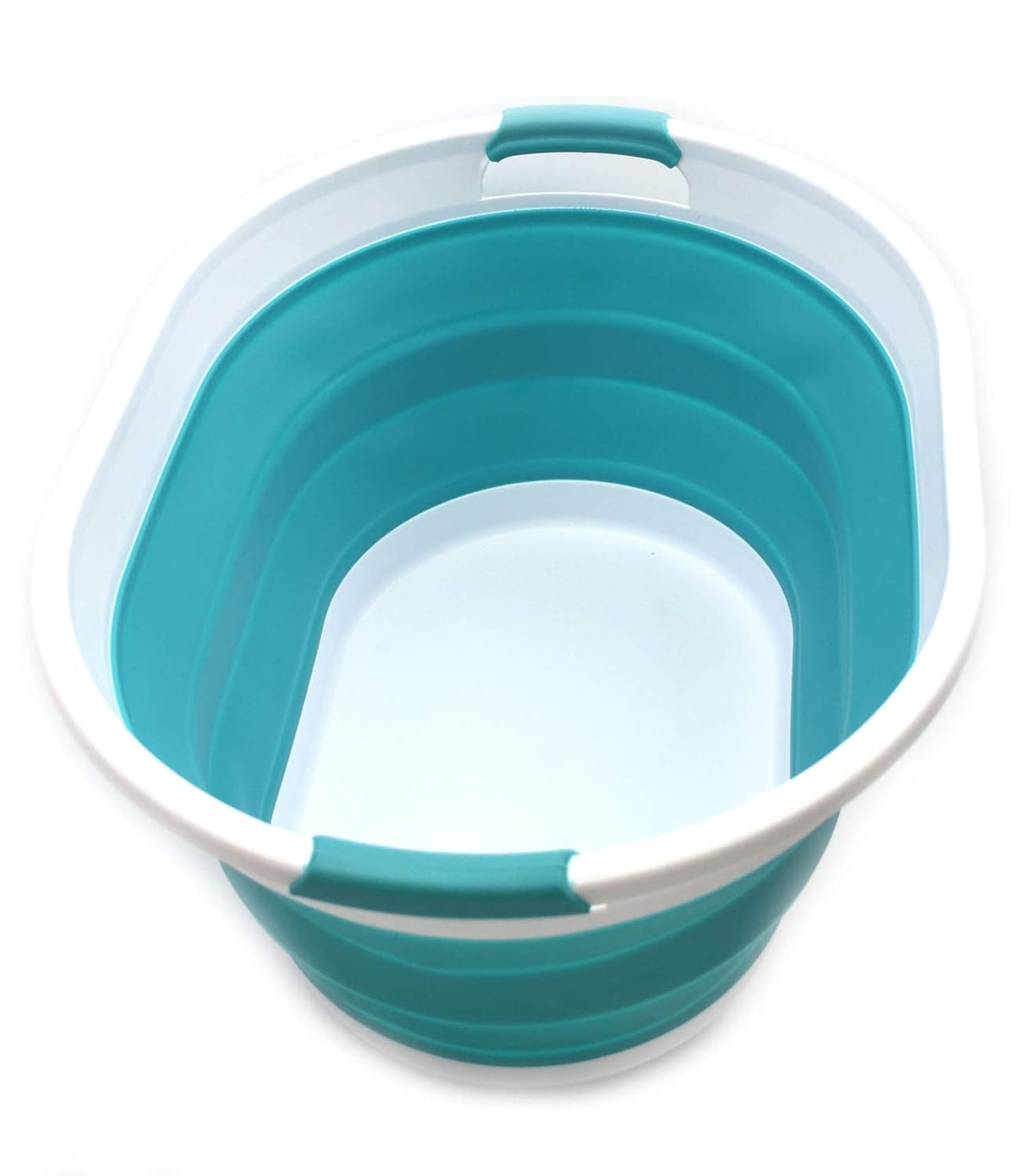 SAMMART Collapsible Plastic Laundry Basket Oval Tub/Basket Foldable
