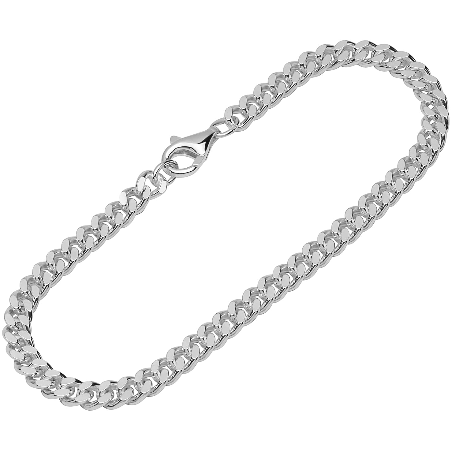 NKlaus bracelet 925 sterling silver 19cm curb chain 2 times diamond ladies bracelet 12411