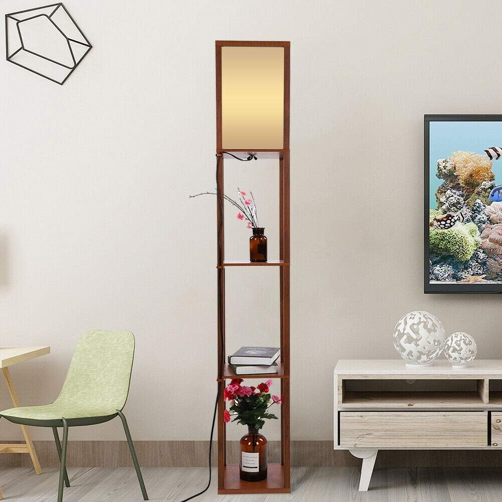 Lampada Da Terra Interna In Legno Da 1 6 M Con Ripiani Per Camera Da Letto Soggiorno Sala Da Pranzo Classe Di Efficienza Energetica A Bianco Luminushair Com Br