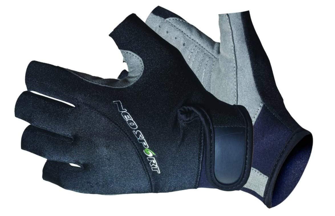 NeoSport 3/4 Fingerless Neoprene Gloves, 1.5mm Unisex Design, Biking, Sailing, Black
