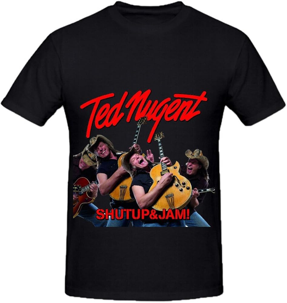 Ted Nugent ShutUp and Jam Tour 80s Mens Crew Neck Custom T Shirts