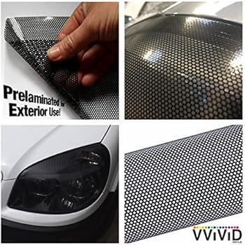 VViViD Black Perforated Headlight Wrap Self-Adhesive Cover 12 Inches x 48 Inches Roll DIY