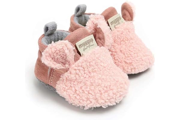 YWY Infant Baby Cozy Fleece Slippers with Non Skid Bottom Newborn Boys Girls Winter Warm Socks Booties Stay On Crib House Sho
