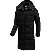 CTFASHION Men's Winter Coat Extra Long Puffer Jacket Waterproof Thicken Parka Insulated Outerwear with Removable Hood